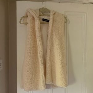 Solid Shearling Hooded Teddy Vest